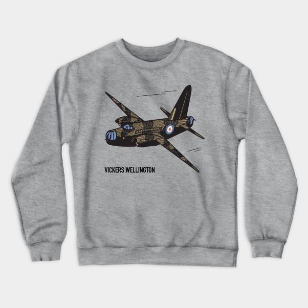 Wellington British WW2 Bomber Plane Art Crewneck Sweatshirt by Battlefields